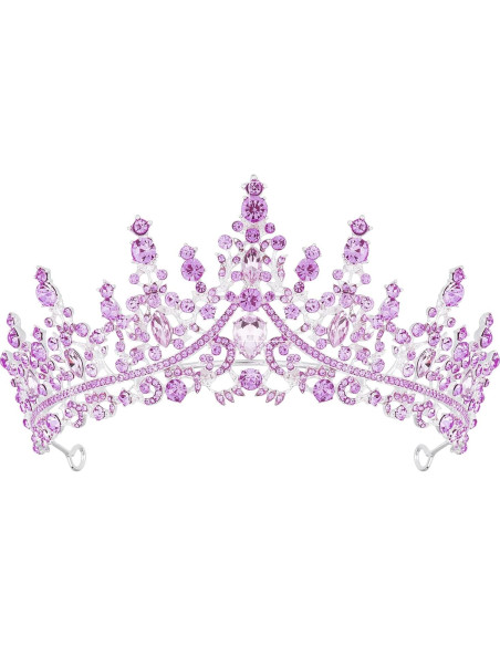 Tiara de Cristal Púrpura TOBATOBA para Novia y Quinceañera Tiara de Cristal Púrpura TOBATOBA para Novia y Quinceañera