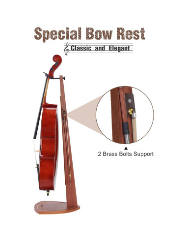 Soporte para Violonchelo Musbeat de Madera Caoba 4/4 a 1/8