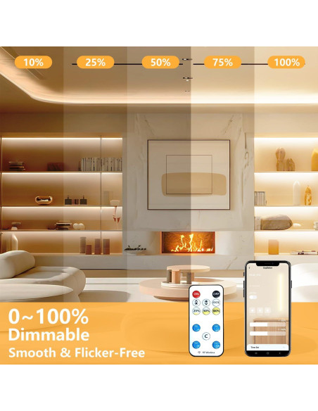 Tira de Luz LED COB 5m dalattin 4000K Blanco Natural con Control Remoto Tira de Luz LED COB 5m dalattin 4000K Blanco Natural con Control Remoto