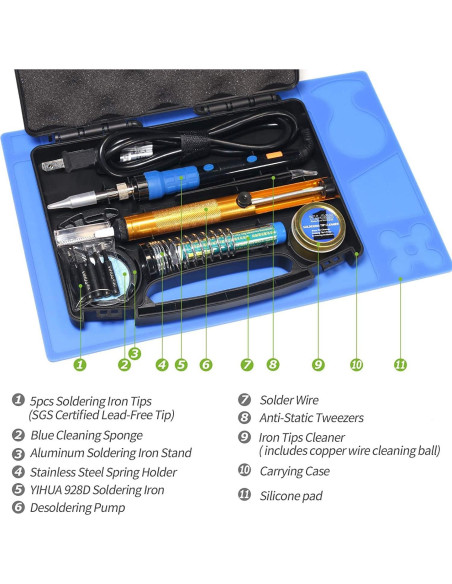 YIHUA 928D Kit de Soldadura Digital 65W Control Temperatura YIHUA 928D Kit de Soldadura Digital 65W Control Temperatura