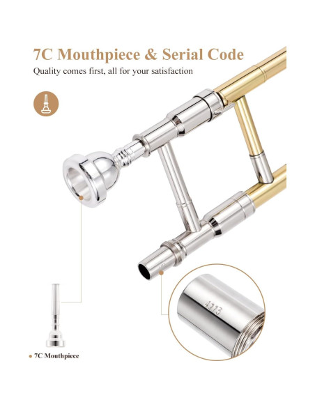 Trombón Tenor Bb Eastar ETB-330 Dorado para Principiantes Trombón Tenor Bb Eastar ETB-330 Dorado para Principiantes
