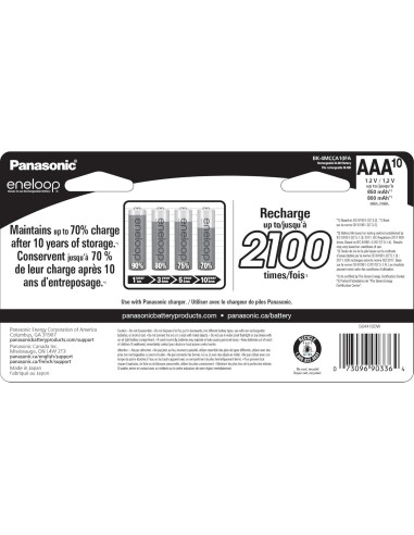Baterías Recargables Eneloop Panasonic AAA 2100 Ciclos 10 Pzas