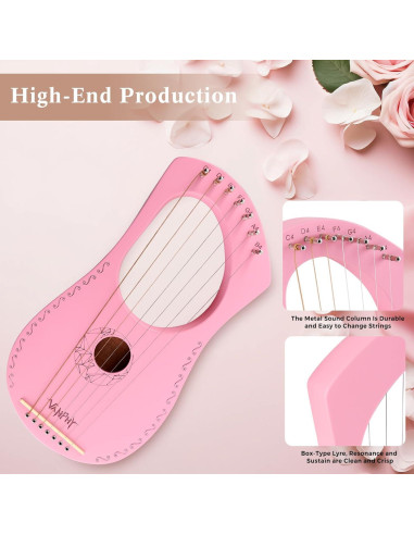 Arpa de Lyra VANPHY 7 Cuerdas Caoba Rosa para Principiantes