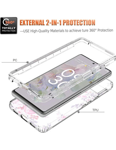 Funda Bumper Rosa para Google Pixel 6A con Protector de Pantalla