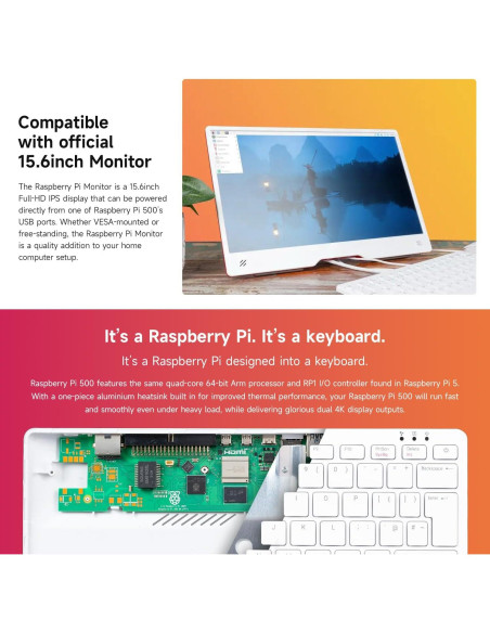 Kit Raspberry Pi 500 Waveshare con 32GB y Dual 4K Kit Raspberry Pi 500 Waveshare con 32GB y Dual 4K