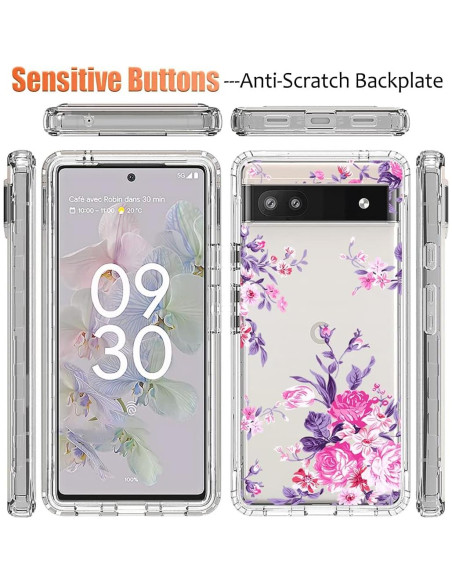 Funda Bumper Rosa para Google Pixel 6A con Protector de Pantalla Funda Bumper Rosa para Google Pixel 6A con Protector de Pantalla