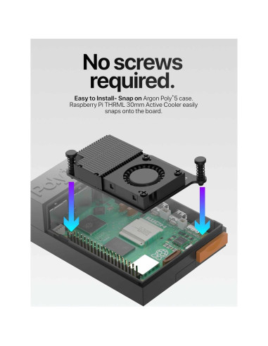 Caja Argon Poly+5 para Raspberry Pi 5 con ventilador 30mm