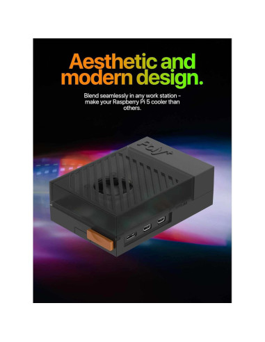 Caja Argon Poly+5 para Raspberry Pi 5 con ventilador 30mm