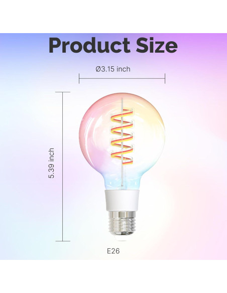 Bombillas LED Inteligentes MOES G80 WiFi RGB 5W Paquete de 2 Bombillas LED Inteligentes MOES G80 WiFi RGB 5W Paquete de 2