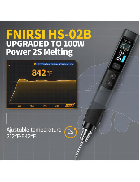 Soldador Portátil FNIRSI HS-02 100W Calentamiento Rápido Soldador Portátil FNIRSI HS-02 100W Calentamiento Rápido