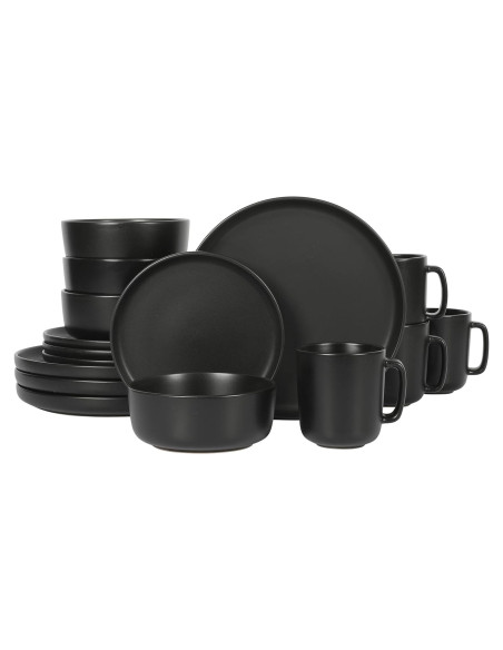 Juego de Vajilla Gibson Home Zuma 16 Piezas Negro Mate Juego de Vajilla Gibson Home Zuma 16 Piezas Negro Mate