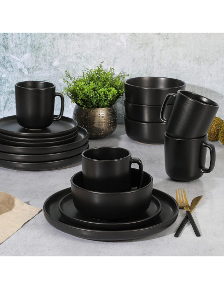 Juego de Vajilla Gibson Home Zuma 16 Piezas Negro Mate Juego de Vajilla Gibson Home Zuma 16 Piezas Negro Mate