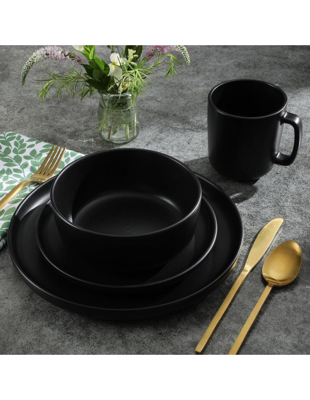 Juego de Vajilla Gibson Home Zuma 16 Piezas Negro Mate Juego de Vajilla Gibson Home Zuma 16 Piezas Negro Mate