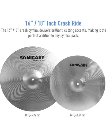 SONICAKE Set de Platillos de Batería 5 Piezas Aleación Plata SONICAKE Set de Platillos de Batería 5 Piezas Aleación Plata