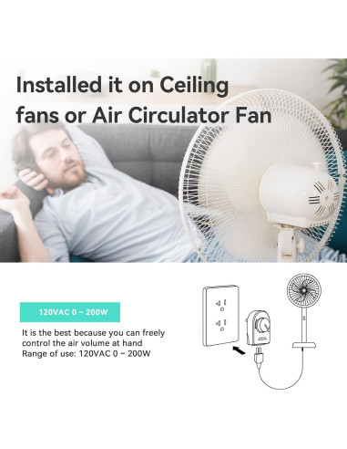 Regulador de Potencia Aiwode 200W para Ventiladores y Lámparas