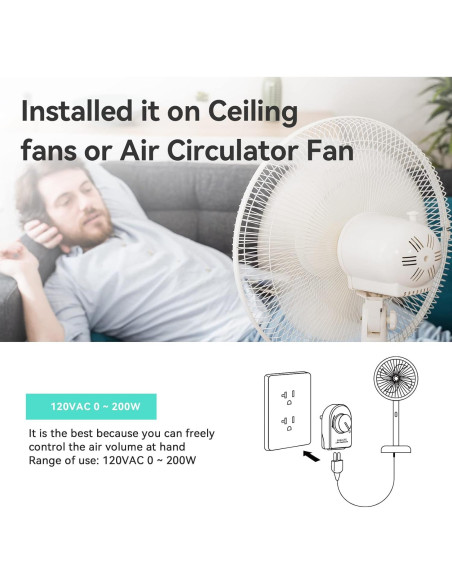 Regulador de Potencia Aiwode 200W para Ventiladores y Lámparas Regulador de Potencia Aiwode 200W para Ventiladores y Lámparas