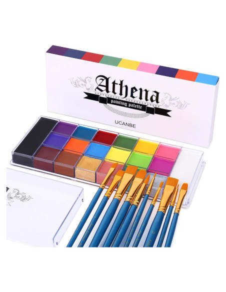 Set de Pintura Facial UCANBE Athena 20 Colores + 10 Pinceles Set de Pintura Facial UCANBE Athena 20 Colores + 10 Pinceles