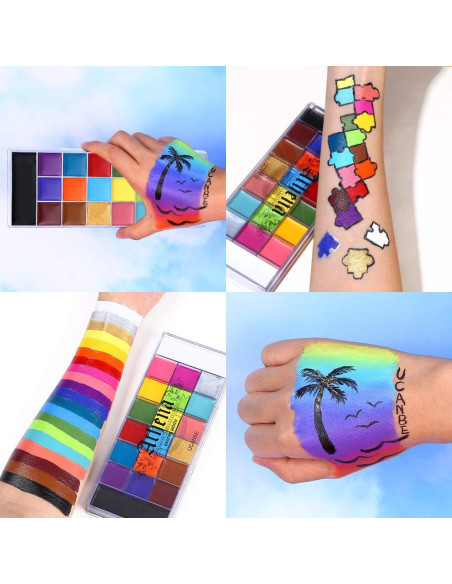 Set de Pintura Facial UCANBE Athena 20 Colores + 10 Pinceles Set de Pintura Facial UCANBE Athena 20 Colores + 10 Pinceles