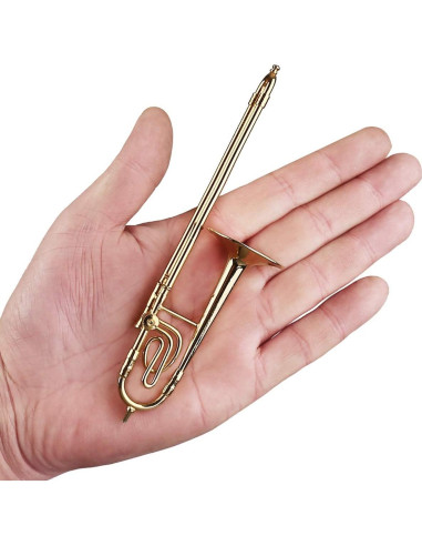 Trombón Miniatura de Latón con Soporte y Estuche