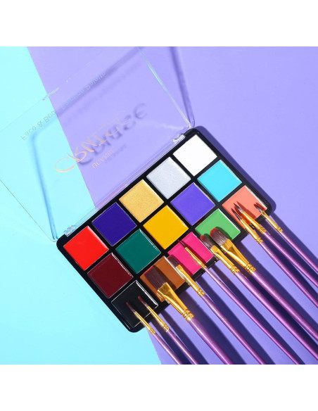 Set de Pintura Facial UCANBE 15 Colores y 10 Pinceles Set de Pintura Facial UCANBE 15 Colores y 10 Pinceles