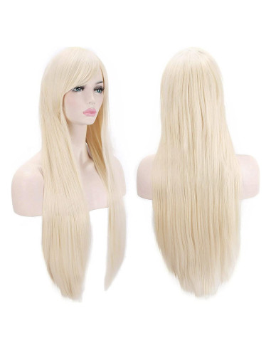 Peluca Larga Recta Rubia 81 cm Cosplay Akstore