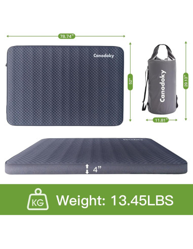 Colchón Autoinflable Doble Canodoky 200x132 cm 10 cm Espuma