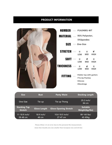 Conjunto Lencería Suéter Paloli 4 Piezas Blanco Sexy Conjunto Lencería Suéter Paloli 4 Piezas Blanco Sexy