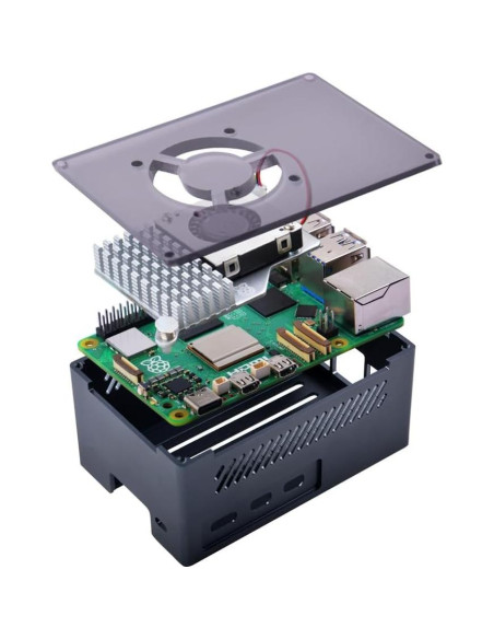 Caja de Aluminio GeeekPi para Raspberry Pi 5 con Enfriador Caja de Aluminio GeeekPi para Raspberry Pi 5 con Enfriador
