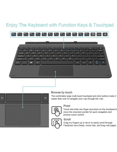 Teclado Bluetooth Arteck para Surface Go 4/3/2 Ultra Delgado