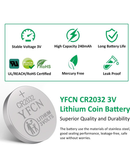 Batería CR2032 3V YFCN Paquete de 5 Baterías de Litio Batería CR2032 3V YFCN Paquete de 5 Baterías de Litio