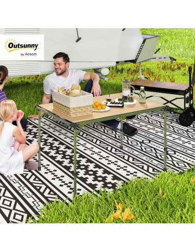 Mesa de Camping Plegable Outsunny 130x80 cm Aluminio Ajustable