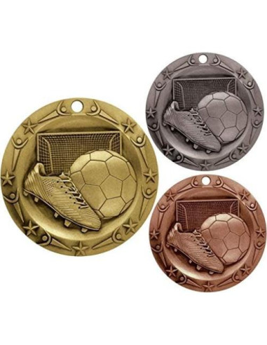 Medalla de Fútbol Oro Decade Awards 7.62 cm con Cinta Estrellas y Rayas