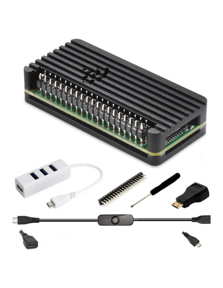 Kit Caja Aluminio iUniker para Raspberry Pi Zero 2 con Hub USB Kit Caja Aluminio iUniker para Raspberry Pi Zero 2 con Hub USB