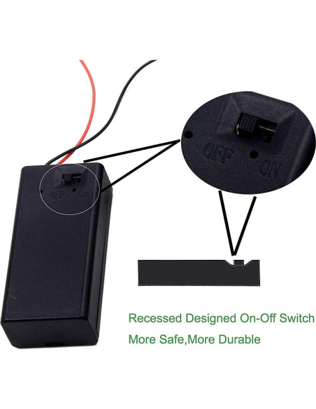 Soporte de Batería 9V LAMPVPATH con Interruptor - Paquete de 2 Soporte de Batería 9V LAMPVPATH con Interruptor - Paquete de 2