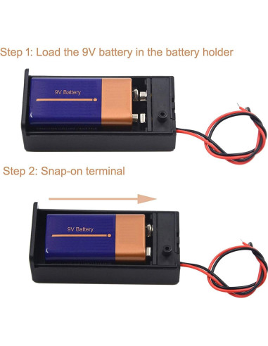 Soporte de Batería 9V LAMPVPATH con Interruptor - Paquete de 2