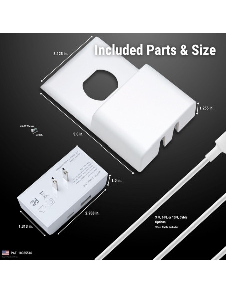 Cerradura de Cargador Permaplug 20W USB-C y USB-A 3,05m Cerradura de Cargador Permaplug 20W USB-C y USB-A 3,05m