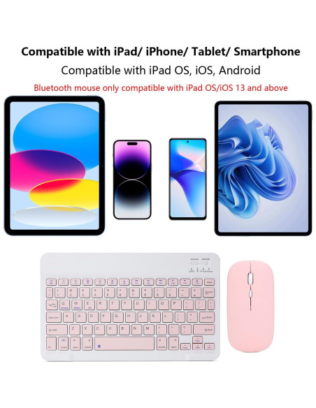 Combo Teclado y Ratón Bluetooth Acolarid Rosa Ultra Delgado Combo Teclado y Ratón Bluetooth Acolarid Rosa Ultra Delgado