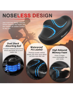 Asiento de bicicleta BLUEWIND sobredimensionado sin nariz azul 2