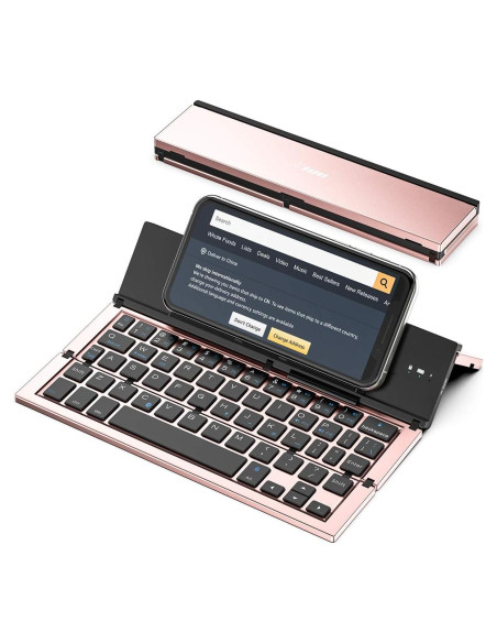 Teclado Bluetooth Geyes Plegable Oro Rosa para iPhone y iPad Teclado Bluetooth Geyes Plegable Oro Rosa para iPhone y iPad