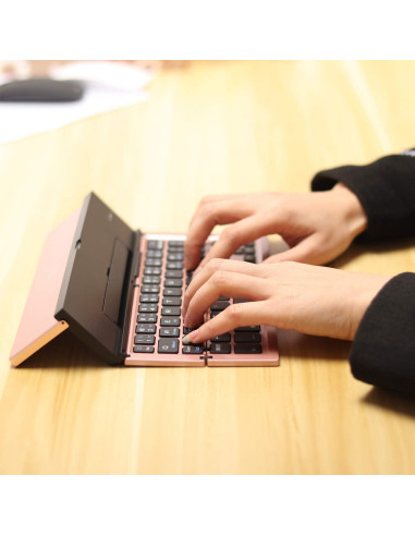 Teclado Bluetooth Geyes Plegable Oro Rosa para iPhone y iPad