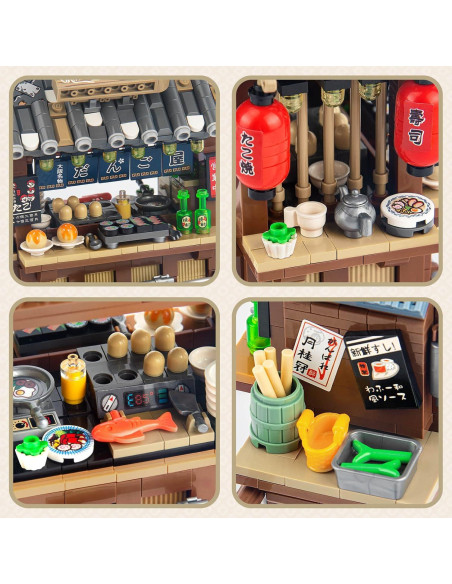 Conjunto de Construcción Tienda de Takoyaki HIGH GODO 951 Piezas Conjunto de Construcción Tienda de Takoyaki HIGH GODO 951 Piezas