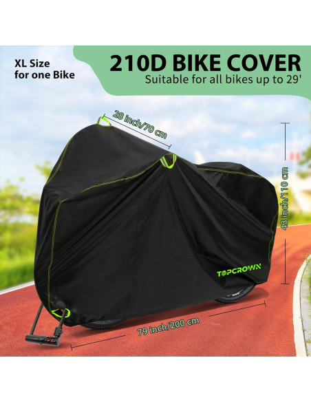 Cubierta de Bicicleta Topcrown XL Impermeable para 1 Bicicleta Cubierta de Bicicleta Topcrown XL Impermeable para 1 Bicicleta