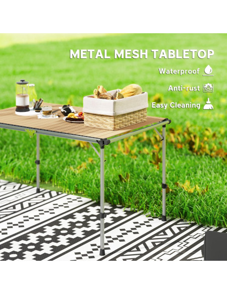 Mesa de Camping Plegable Outsunny 130x80 cm Aluminio Ajustable Mesa de Camping Plegable Outsunny 130x80 cm Aluminio Ajustable