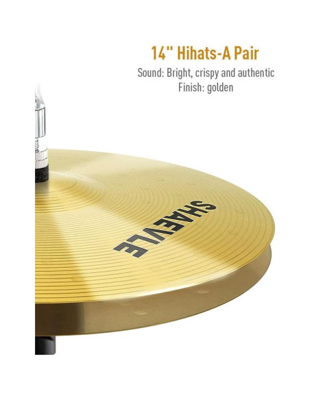 Set de Platillos para Batería SHAEVLE 5 Piezas Dorado Set de Platillos para Batería SHAEVLE 5 Piezas Dorado
