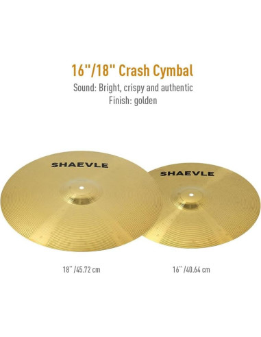 Set de Platillos para Batería SHAEVLE 5 Piezas Dorado
