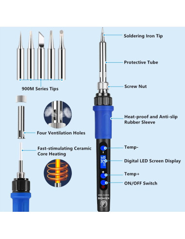 Kit de Soldador KEPIOG 100W Digital con Lupa y Accesorios