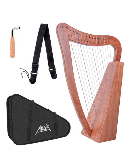 Arpa AKLOT 15 Cuerdas de Caoba 56 cm para Adultos Arpa AKLOT 15 Cuerdas de Caoba 56 cm para Adultos