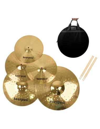 Set de Platillos para Batería 5 Piezas Keerpusi Dorado