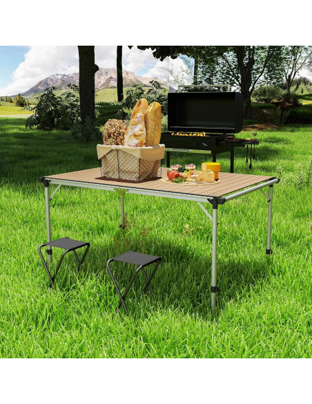 Mesa de Camping Plegable Outsunny 130x80 cm Aluminio Ajustable Mesa de Camping Plegable Outsunny 130x80 cm Aluminio Ajustable