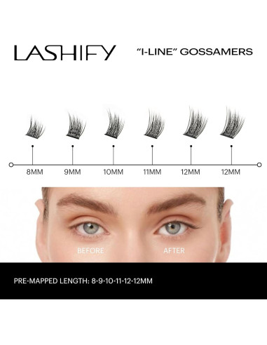 Pestañas Falsas Lashify I-Line Largo 8-12mm Efecto Delineador